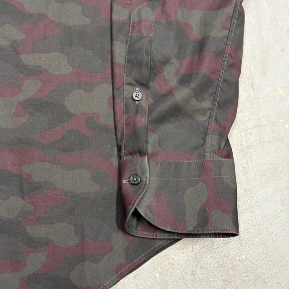 XACUS Dress Shirt Slim Fit Camo Green Long Sleeve Made in Italy 16 1/2 Large - Picture 3 of 9